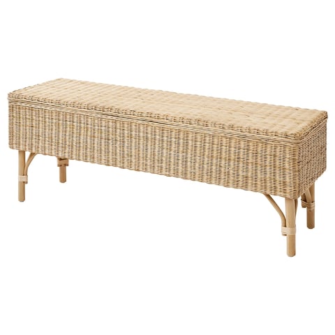 IKEA TOLKNING Bank mit Fach - Handarbeit Rattan 120 cm