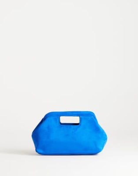 Topshop Gordan mittelgroße Clutch aus Wildlederimitat mit Henkel in Kobaltblau