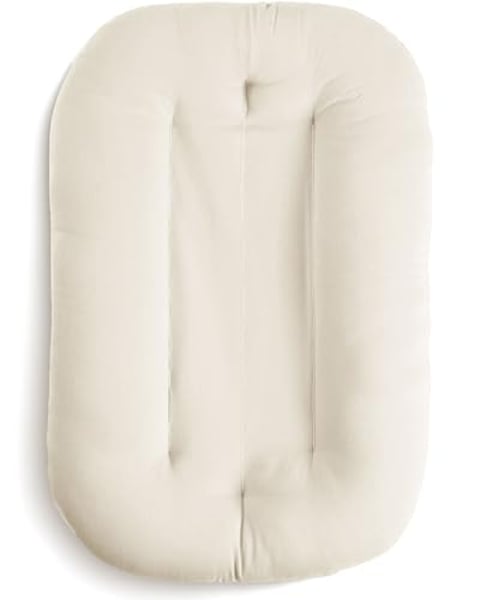 snuggle me® Babynest (0-9 Monate) - Premium Babynestchen Neugeborene, Weiche Bio-Baumwolle mit Fiberfill, kuschelnest coccon, 100% Maschinenwaschbar, Inkl. Reisetasche (Natural)