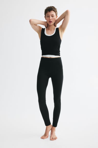 H&M Baumwollleggings - Schwarz - Ladies