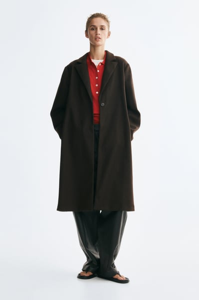 H&M Einreihiger Mantel - Dunkelbraun - Ladies