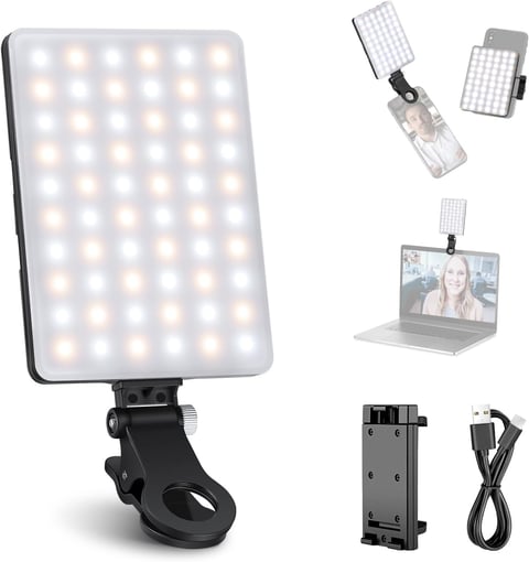 NEEWER Basic Clip On Selfie Licht kompatibel mit iPhone, 2000mAh