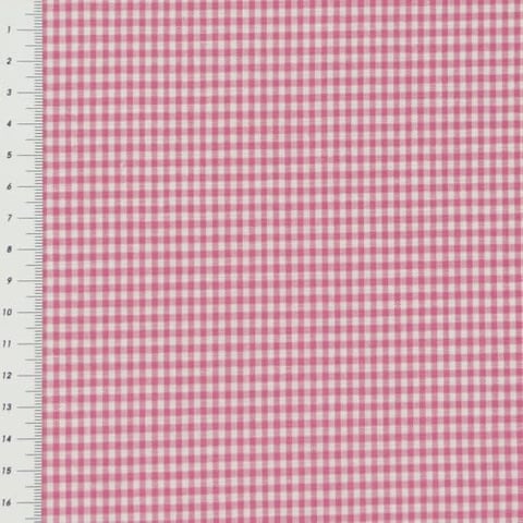 Baumwollstoff Meterware kariert 2mm weiß rosa 140 cm