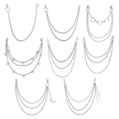 Spetsbst 8 Stück Hosenkette Damen Männer, Gürtel Kette Hosen Ketten Set