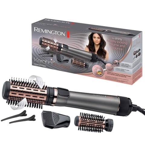 Remington Warmluftbürste rotierend [automatisch] Keratin Protect (inkl.3 Aufsätze: 2 Rundbürsten+Haaransatz-Booster
