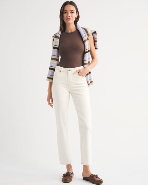 Abercrombie & Fitch High Rise 90s Cropped Straight Jeans