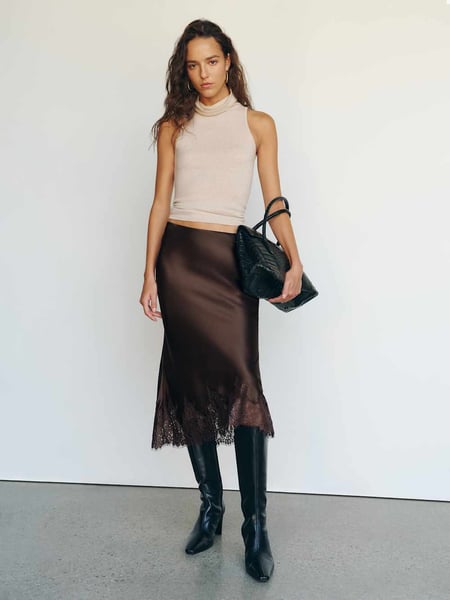 The Reformation Carolina Silk Skirt