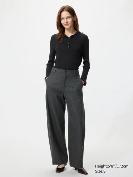 UNIQLO Jersey Velours Hose (Barrel Leg), Dunkelgrau
