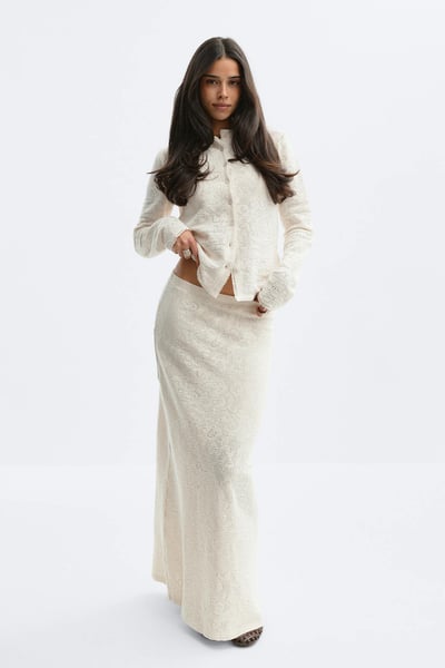 Gina Tricot Lace maxi skirt - Weiß