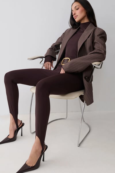 MESHKI Almira Jersey Stirrup Leggings - Chocolate