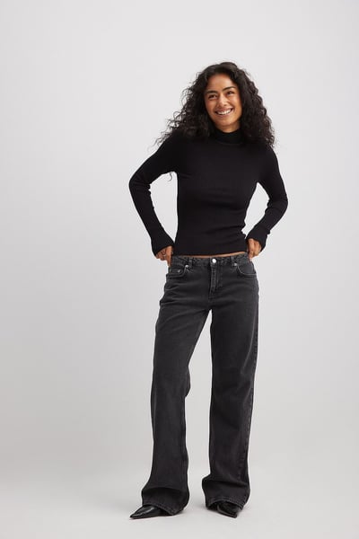 NA-KD Hüftjeans Grau