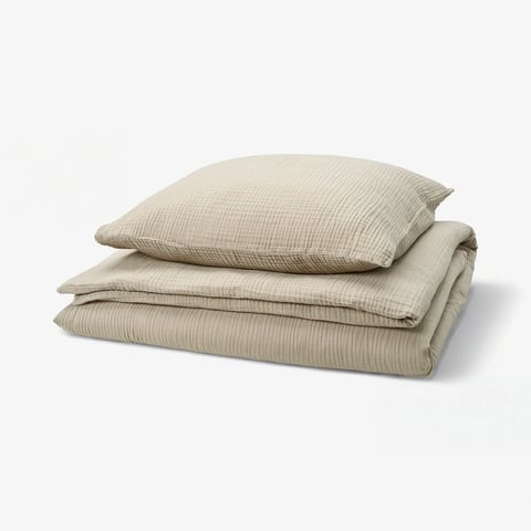 IKEA SCHERSMIN Bettwäsche-Set, 2-teilig - graubeige 155x220/80x80 cm