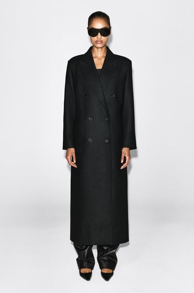 COS ELEGANTER DOPPELREIHIGER MANTEL AUS WOLL-MIX SCHWARZ