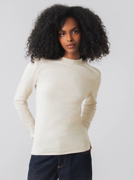 Honest Basics Langarm Shirt mit Stehkragen - Birch