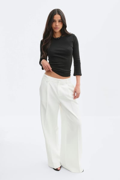Gina Tricot Mid waist pleated trousers - Weiß
