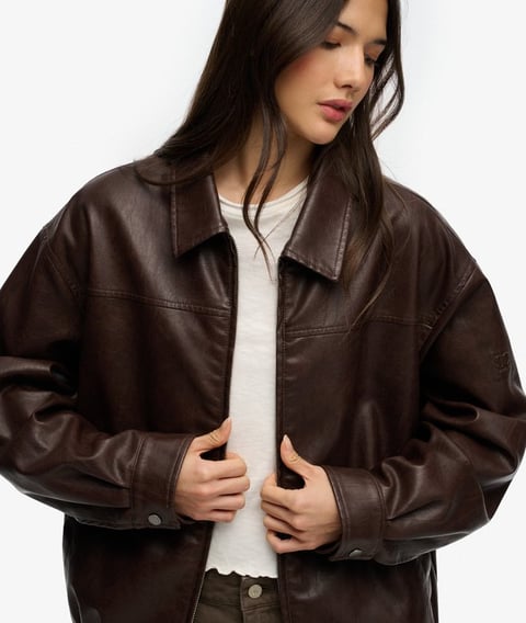 Bomber-Jacke mit Kragen in Oversized-Passform