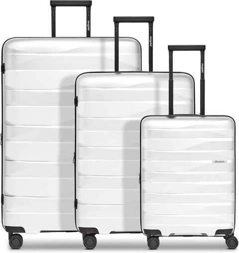 Bergpfeil Suitcase Set 3-Piece Hard Case Lightweight S M L | Suitcase set 3-piece unisex polypropylene black travel series