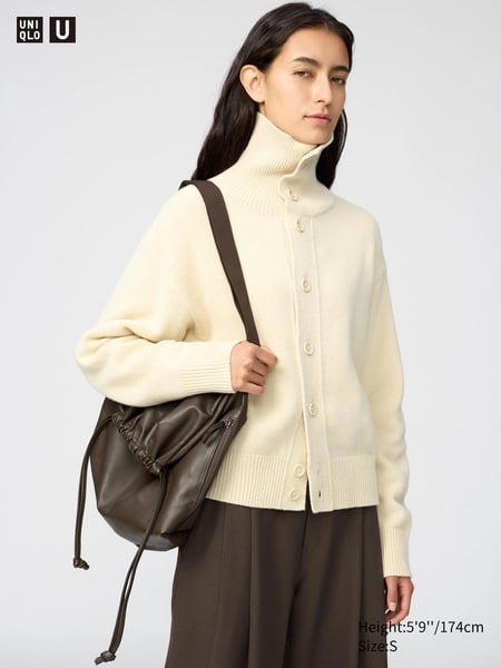 UNIQLO 100 % Lammwolle Strickjacke (Stehkragen) für Damen