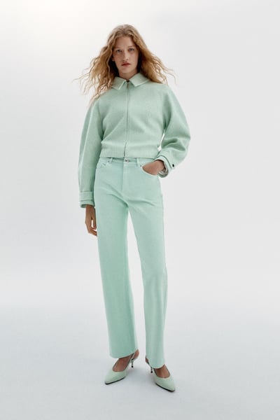 ZARA JEANS Z1975 REGULAR FIT MIT HOHEM BUND UND LANGEM BEIN