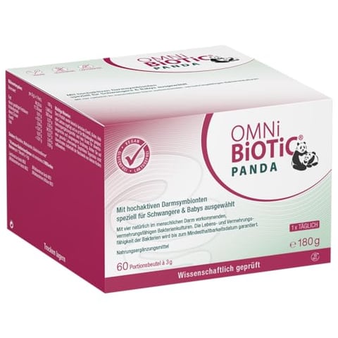 OMNi BiOTiC PANDA | Speziell für Schwangere & Babys entwickelt | Einfache Anwendung | Wissenschaftlich fundiert, in Studien geprüft | Vegan | 60 Portionen