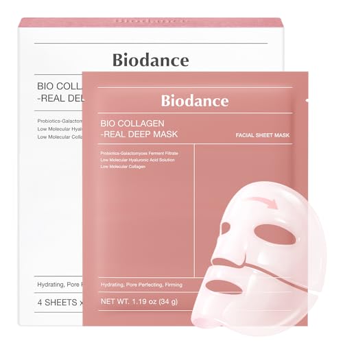 Biodance Bio-Collagen Real Deep Mask 4er Pack - Gesichtsmasken, Maske Gesicht, Gesichtsmaske Frauen, Gesichtsmaske, Face Mask, Porenverfeinerung, Faltenbehandlung