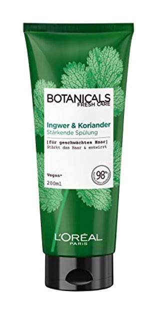 Botanicals Stärkender und entwirrender Conditioner ohne Silikone, Sulfate und Parabene, Für geschwächtes Haar, Vegane Naturkosmetik, Ingwer & Koriander Spülung, 1 x 200 ml