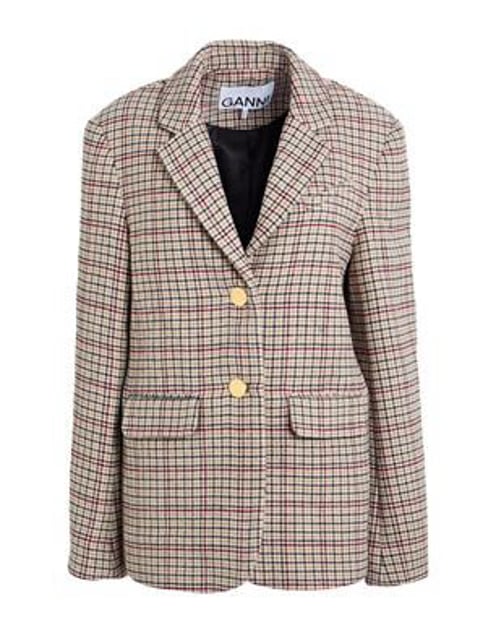 GANNI Einreihiger Blazer, Flanell