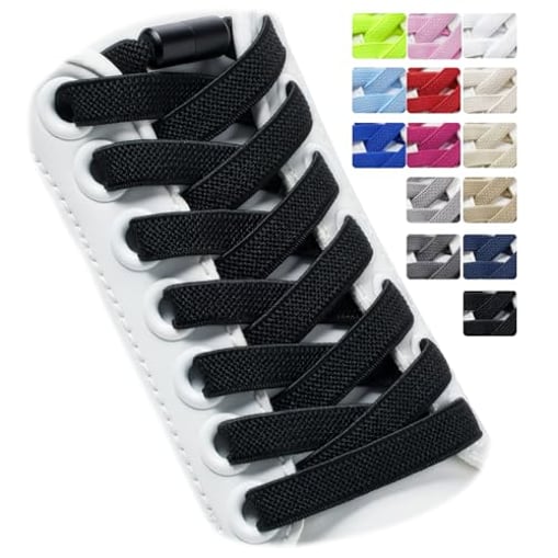 Puzeam 2 Paare elastische Schnürsenkel für Turnschuhe Schwarz 120