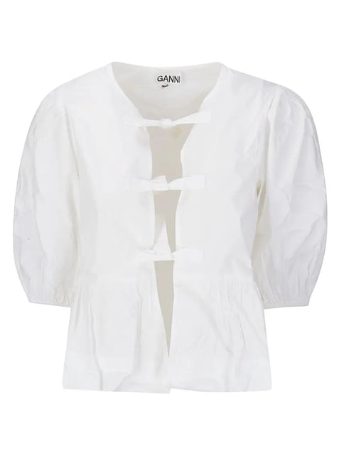 GANNI - White Shirt Balloon Sleeves