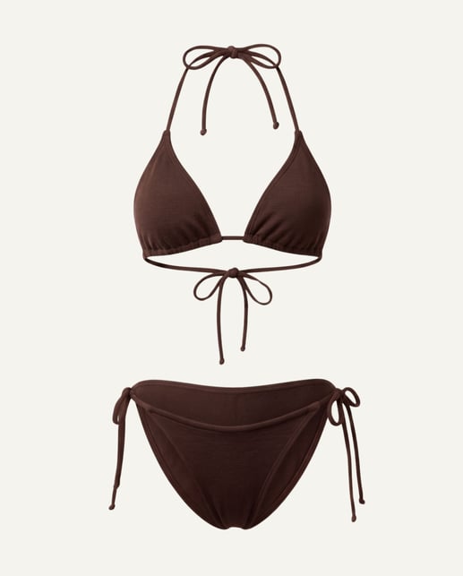 Merino Wool Triangle Bikini Set – Cocoa Brown