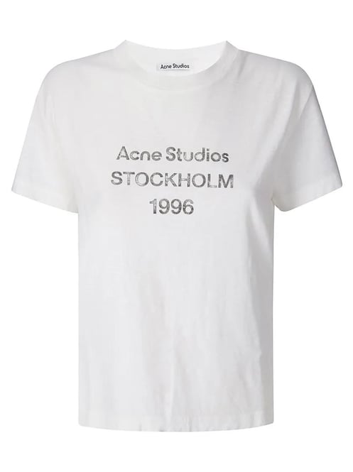 Acne Studios - Front-Print Crew Neck T-Shirt - Größe M - weiß