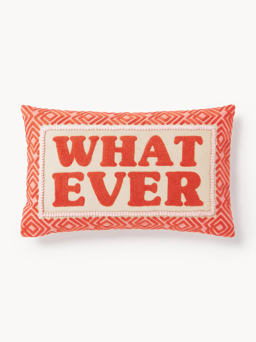 Westwing Collection Kissenhülle Whatever mit bestickter Aufschrift