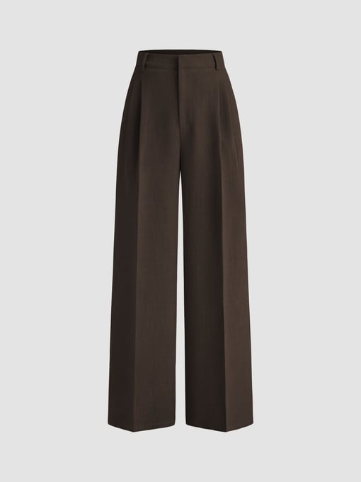 Cider Woven Mid Rise Pleated Wide Leg Trousers For Work