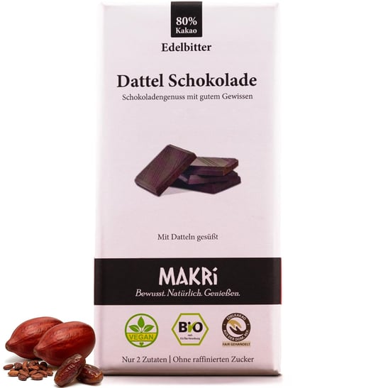 MAKRi Bio Dattel Schokolade - Edelbitter 80%