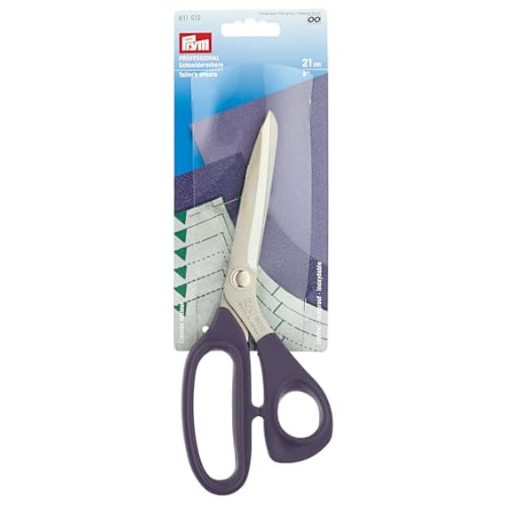 Prym 611512 8" Professional Schneiderschere | Stoffschere 21 cm aus Edelstahl mit ergonomischem Soft-Griff | Präzises Schneiden von feinen & festen Stoffen | Lila | Für Rechts- & Linkshänder
