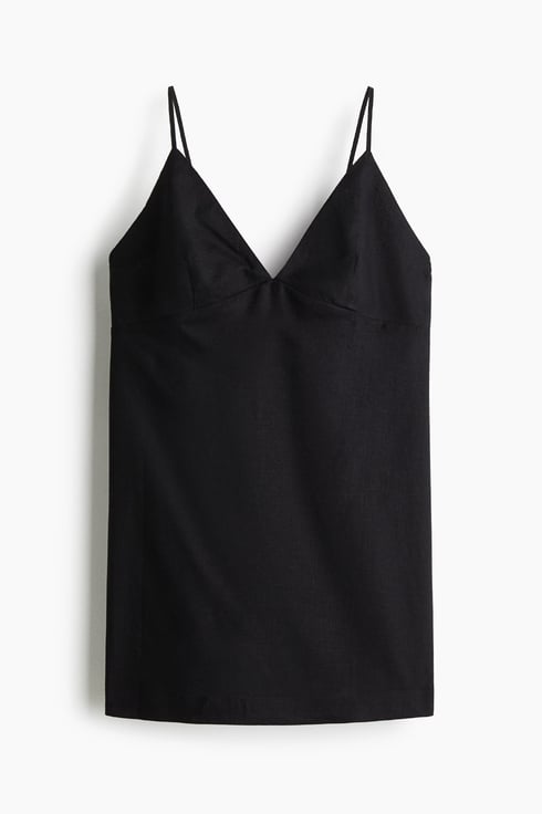 Strandkleid aus Leinenmix - Schwarz - Ladies