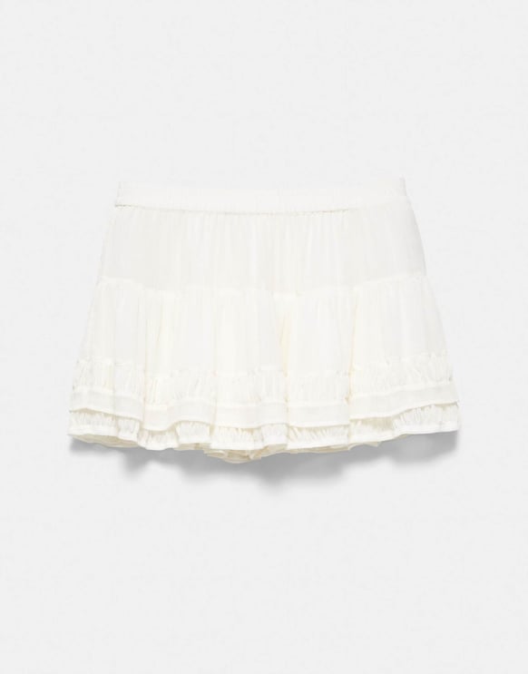 Pull&Bear Minirock mit Rüschen in Eisblau