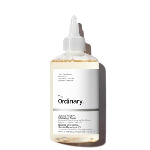 The Ordinary Glycolic Acid 7% Exfoliating Toner, Aufhellender und glättender täglicher Toner für einen gleichmäßigeren Hautton, 240ml