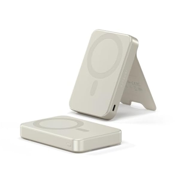 SATECHI OntheGo MagSafe Powerbank 10000mAh, Qi2, Integrierter Ständer, Sand