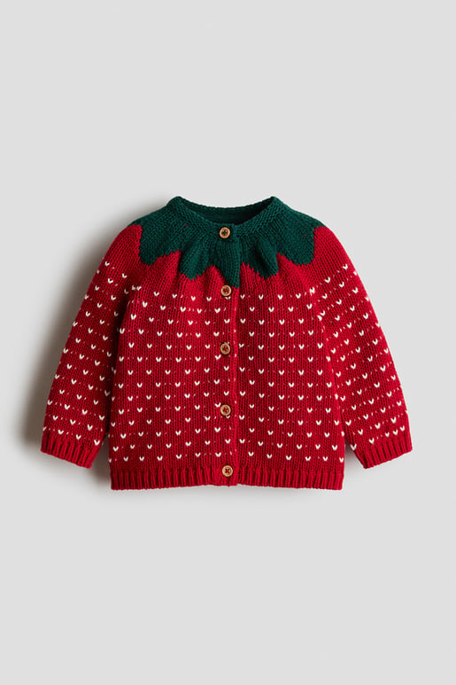 Baumwollcardigan - Rot/Erdbeere - Kids
