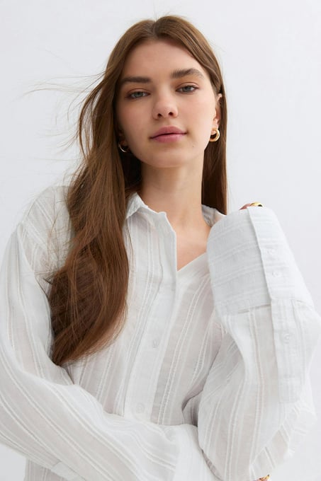 Gina Tricot Structure shirt - Weiß 