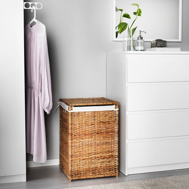 IKEA BRANÄS Wäschekorb, gefüttert, Rattan, 80 l