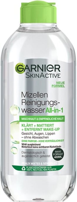 Garnier SkinActive Mizellen Reinigungswasser All-in-1 f&uuml;r Mischhaut & empfindliche Haut Gesichtswasser 400ml