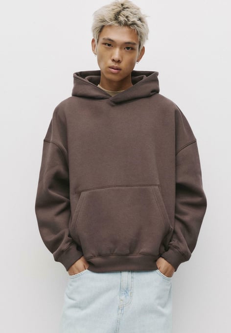 BOXY FIT - Kapuzenpullover - dark brown