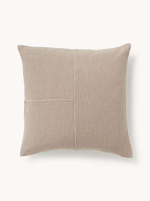 Handgewebte Kissenhülle Terre mit dekorativer Naht