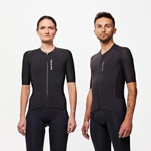 VAN RYSEL Radtrikot kurzarm Rennrad "Racer 2" unisex schwarz