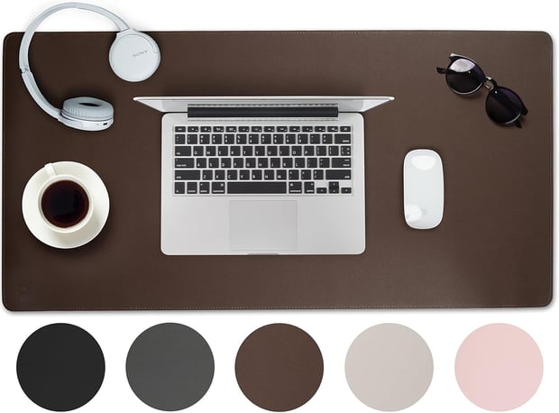Sidorenko Desk Mat, 80 x 40 cm, Washable, PU Leather Table Mat, Desk Mat in Brown for Office, Non-Slip Desk Mat, Mouse Mat, Desk Mat