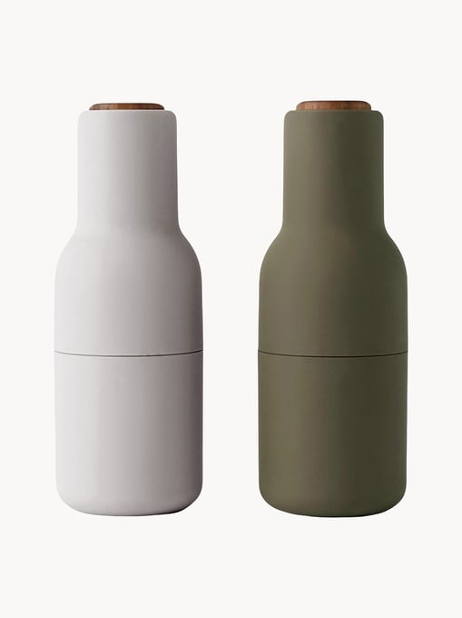 Salz- und Pfeffermühlen Bottle Grinders mit Walnussholz-Deckeln, 2er-Set