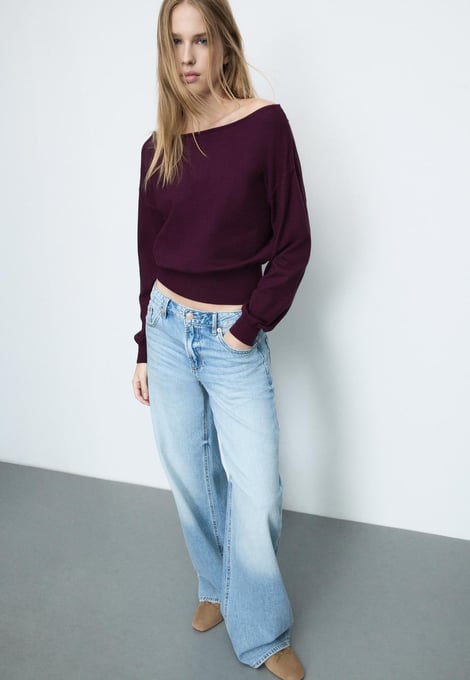 D91 Jeans mit tiefem, weitem Bein