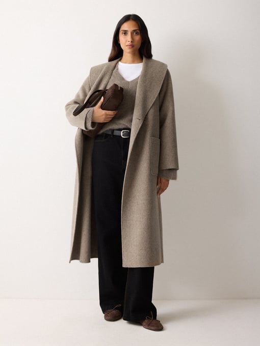 Double Faced Shawl Midi Coat